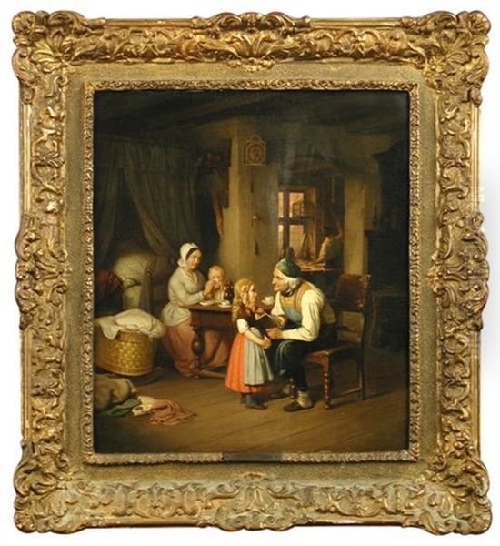 Grandfather's Pet Oil Painting by Ferdinand de Braekeleer