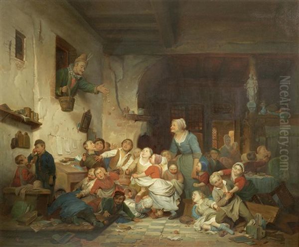 Mid-lent In The Schoolroom Oil Painting by Ferdinand de Braekeleer