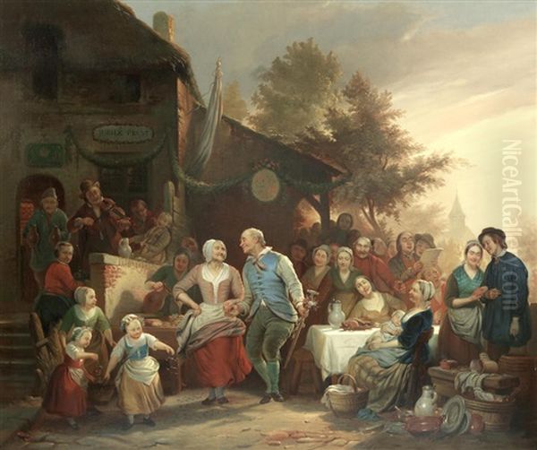 The Golden Wedding Feast Oil Painting by Ferdinand de Braekeleer