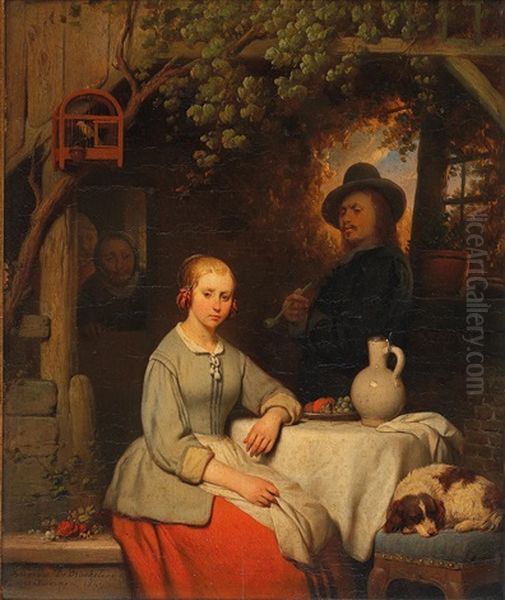 Vorsichtige Annaherung Oil Painting by Ferdinand de Braekeleer