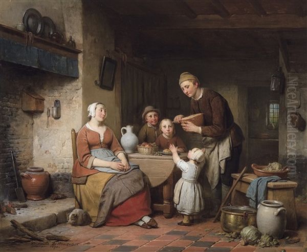 The Happy Family (1870) Oil Painting by Ferdinand de Braekeleer