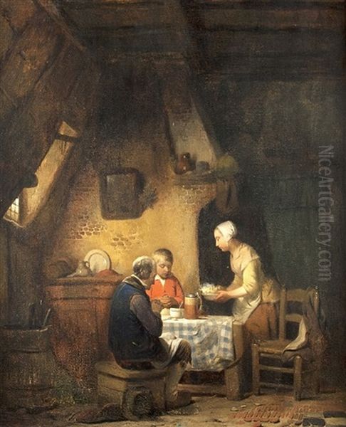 The Meal In The Attic Oil Painting by Ferdinand de Braekeleer