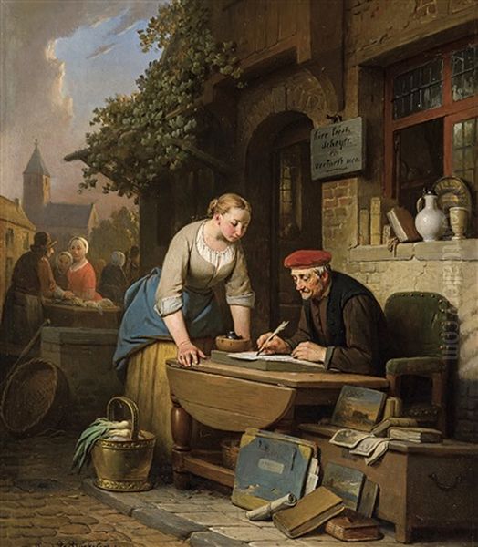 La Lettre Oil Painting by Ferdinand de Braekeleer