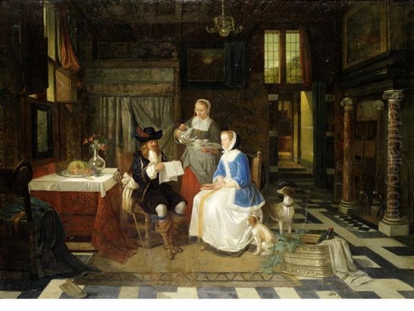 News From Abroad Oil Painting by Ferdinand de Braekeleer