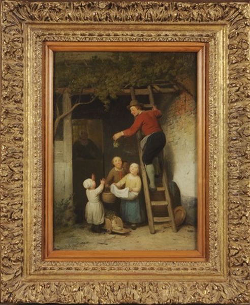 La Cueillette Des Raisins Oil Painting by Ferdinand de Braekeleer