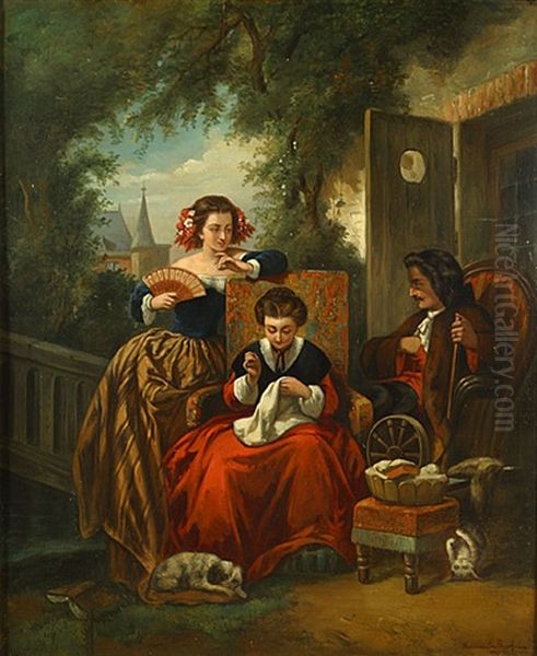 Elegant Gezelschap (compagnie Elegante) Oil Painting by Ferdinand de Braekeleer