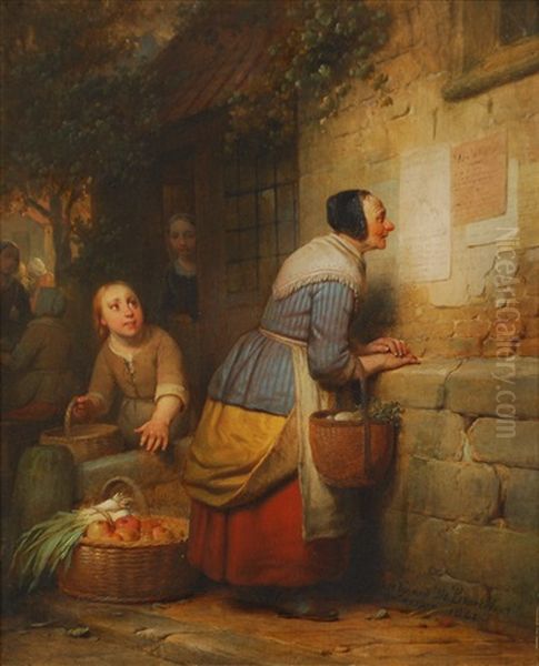 Les Affiches Oil Painting by Ferdinand de Braekeleer