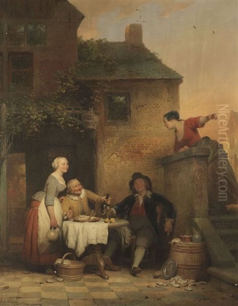Austernesser Vor Der Taverne Oil Painting by Ferdinand de Braekeleer