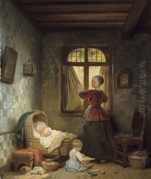 La Jeune Mere Oil Painting by Ferdinand de Braekeleer