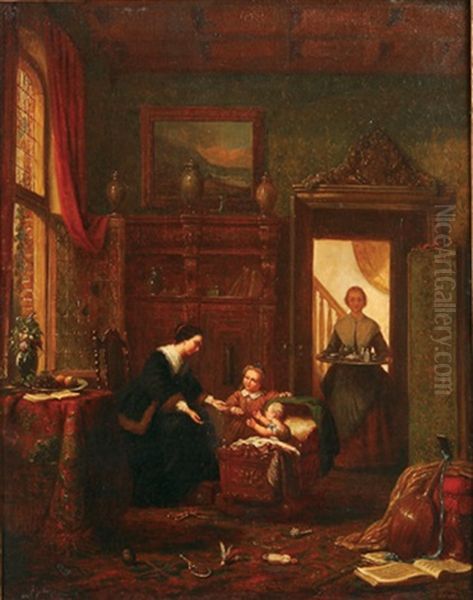 The Joy Of Motherhood Oil Painting by Ferdinand de Braekeleer