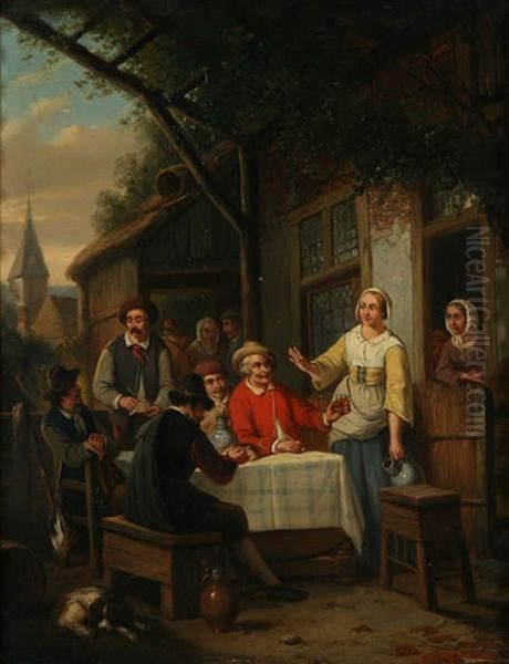 Devant L'auberge Oil Painting by Ferdinand de Braekeleer