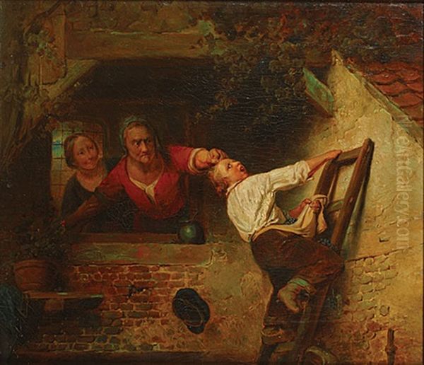 Le Voleur De Raisins Oil Painting by Ferdinand de Braekeleer