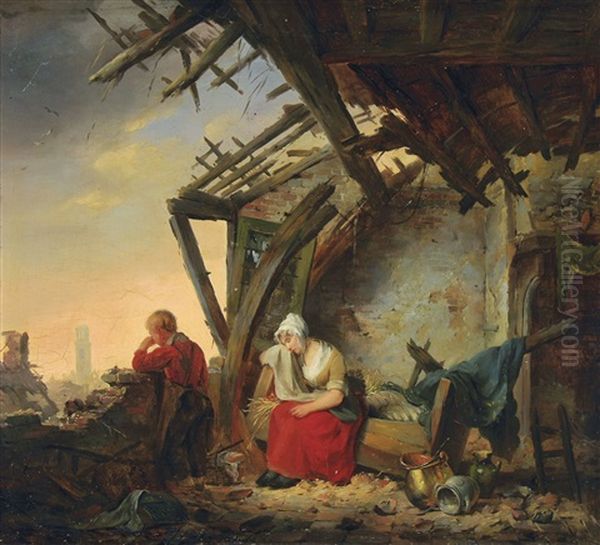 Apres La Canonnade D'anvers Oil Painting by Ferdinand de Braekeleer