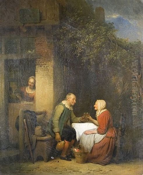 Belauschte Zusammenkunft Oil Painting by Ferdinand de Braekeleer