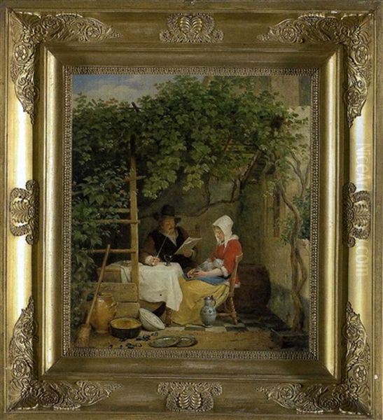 Genusslicher Tagesausklang Unter Der Pergola Oil Painting by Ferdinand de Braekeleer