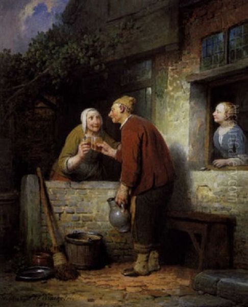 Gezondheid! Oil Painting by Ferdinand de Braekeleer