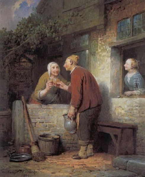 Gezondheid ! Oil Painting by Ferdinand de Braekeleer