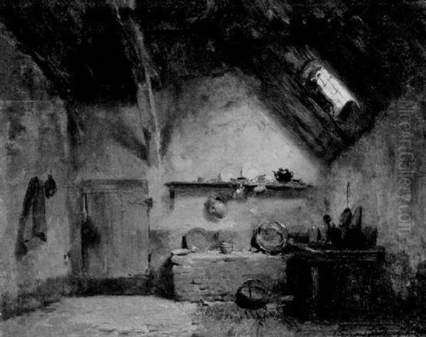 Bauerliches Interieur Oil Painting by Ferdinand de Braekeleer