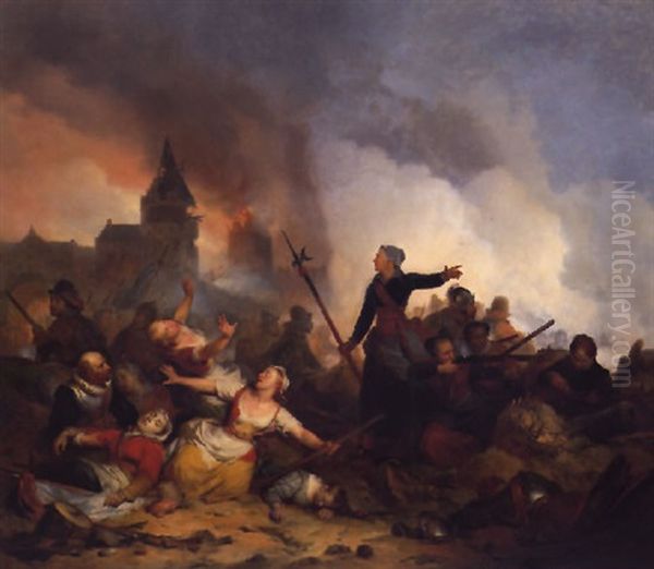 Strijdtoneel Met Kenau Simons Hasselaar Oil Painting by Ferdinand de Braekeleer