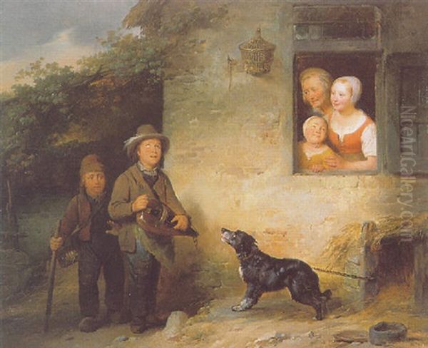 The Little Street Musicians Oil Painting by Ferdinand de Braekeleer