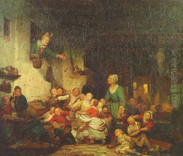 L'ecole Du Village Oil Painting by Ferdinand de Braekeleer