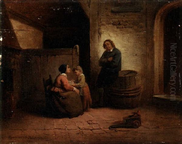 The Reading Lesson Oil Painting by Ferdinand de Braekeleer