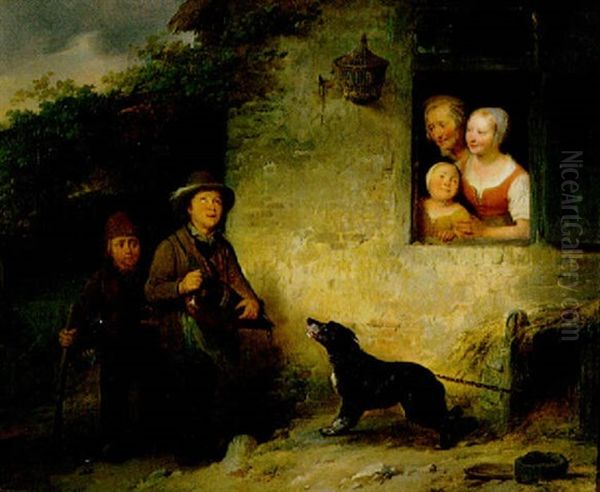 Mendicant Musician Oil Painting by Ferdinand de Braekeleer