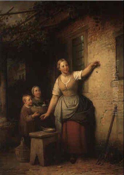 La Mouche Oil Painting by Ferdinand de Braekeleer