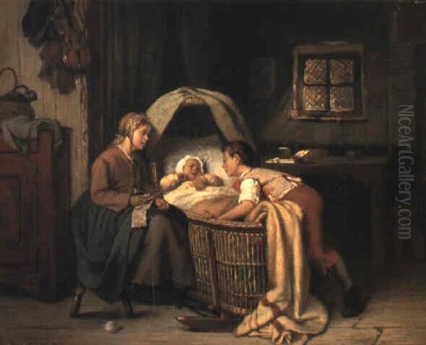 Left In Charge Oil Painting by Ferdinand de Braekeleer