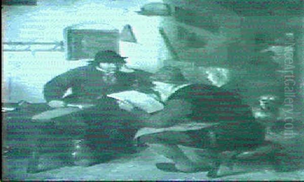 Reading The News Oil Painting by Ferdinand de Braekeleer