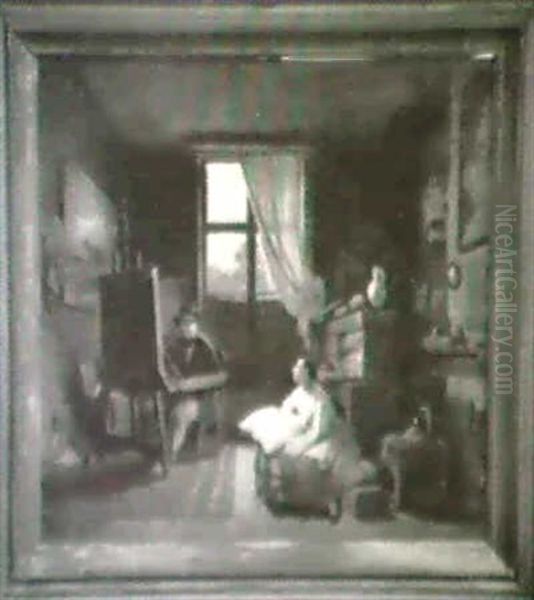 Artist And His Model Oil Painting by Ferdinand de Braekeleer