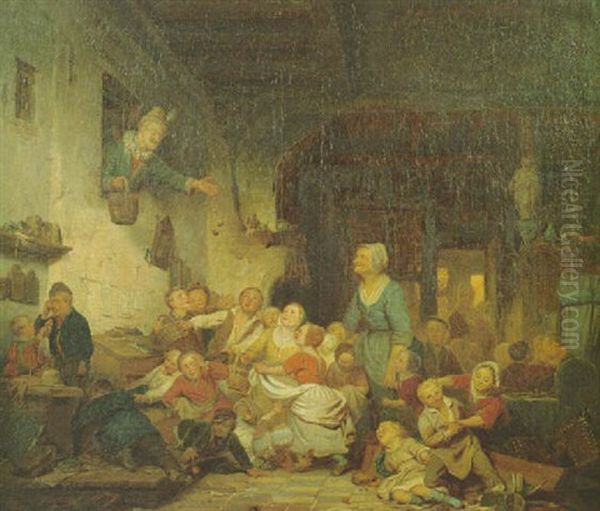 L'ecole Du Village Oil Painting by Adrien Ferdinand de Braekeleer