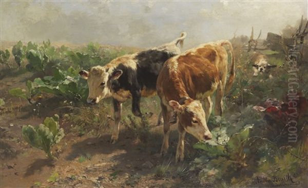 Vertreibung Vom Gemuseacker Oil Painting by Anton Braith