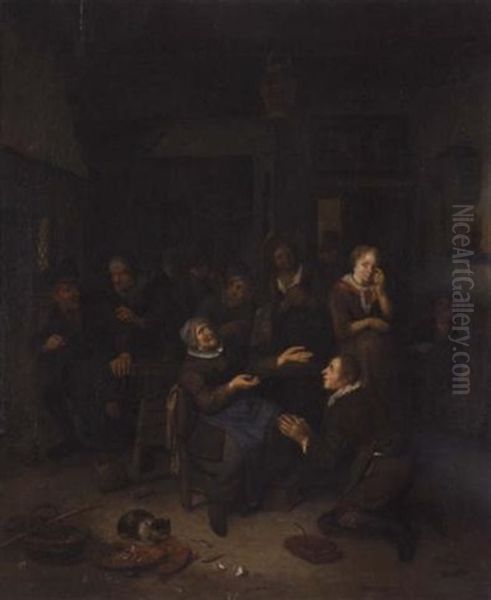 A Tavern Scene With A Son Beseeching His Mother For Forgiveness Oil Painting by Richard Brakenburg