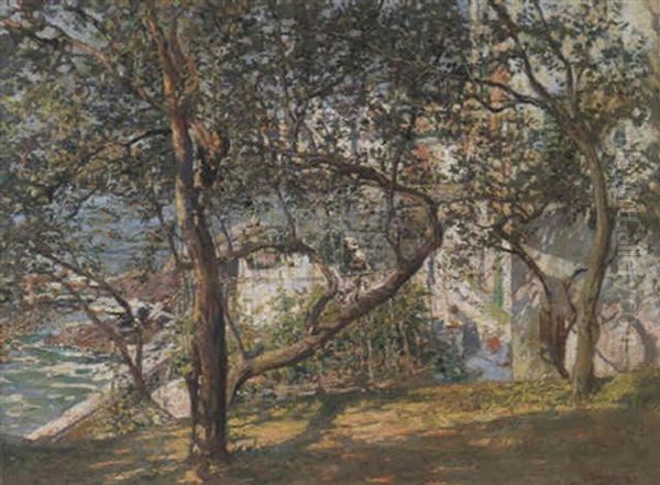 In The Garden By The Sea Oil Painting by Carlo Brancaccio