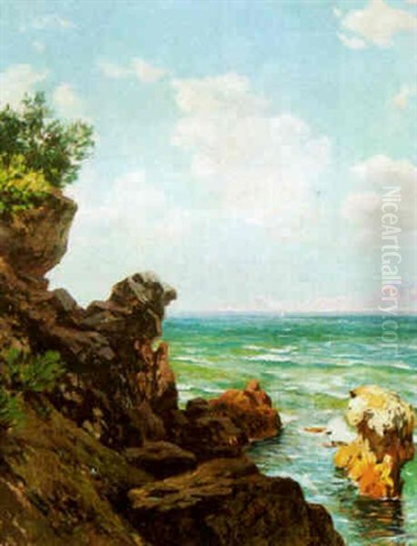 Rocks At La Ciotat Oil Painting by Carlo Brancaccio
