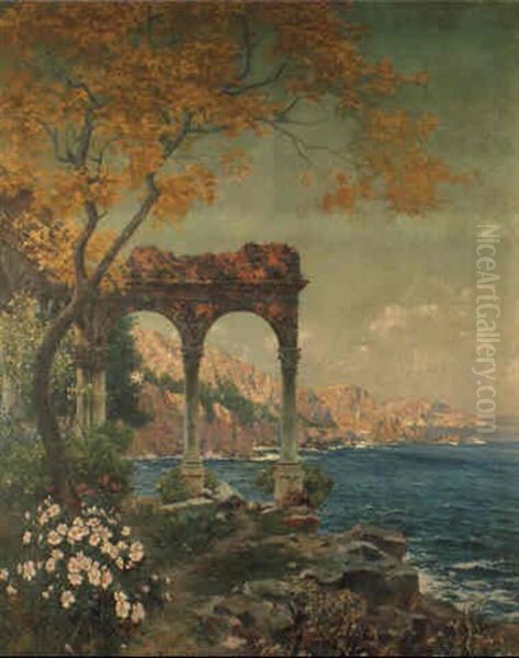A Coastal Scene Oil Painting by Carlo Brancaccio