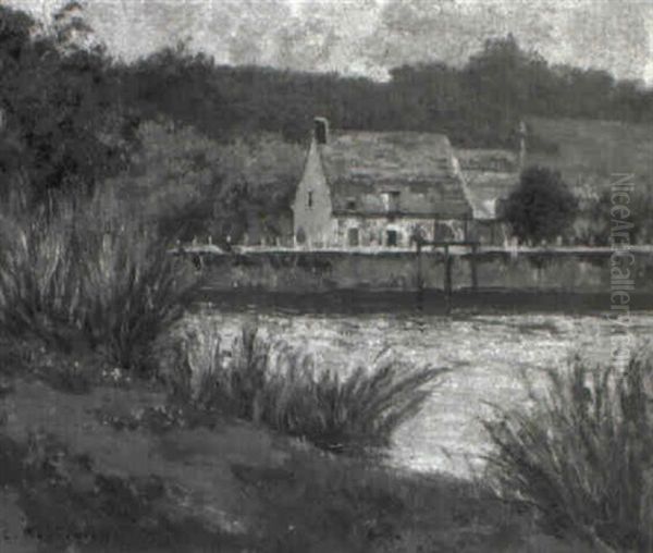 Uferlandschaft Mit Zwei Hausern Oil Painting by Carlo Brancaccio