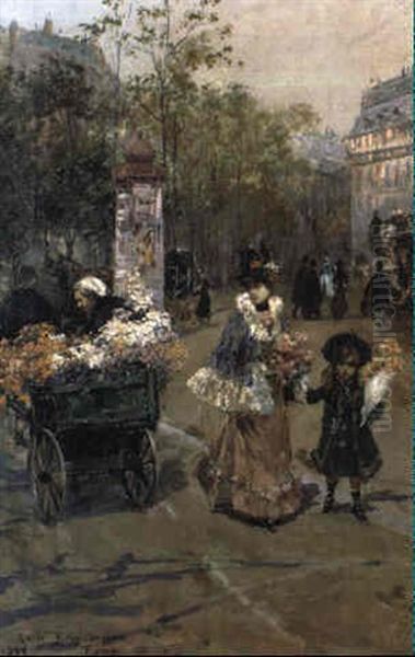 Boulevard A Parigi Oil Painting by Carlo Brancaccio