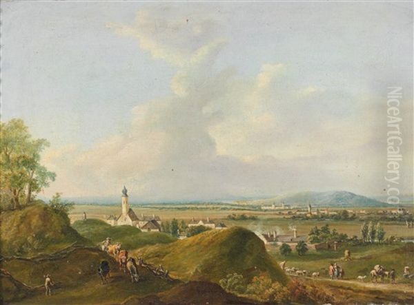 Weite Landschaft Bzw. Landschaft Mit Einem Herrenhaus (pair) Oil Painting by Johann Christian Brand