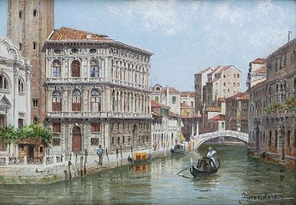 Piazza St. Marco, Venice (+ Palazzo Labia, Venice; Pair) Oil Painting by Antonietta Brandeis
