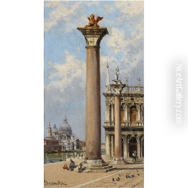 View Of The Columns Of San Marco And San Teodoro And Santa Maria Della Salute Oil Painting by Antonietta Brandeis