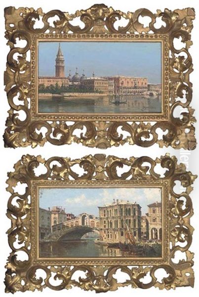 Il Molo Di San Marco (+ Ponte Di Rialto E Palazzo Camarlenghi, Venezia; 2 Works) Oil Painting by Antonietta Brandeis