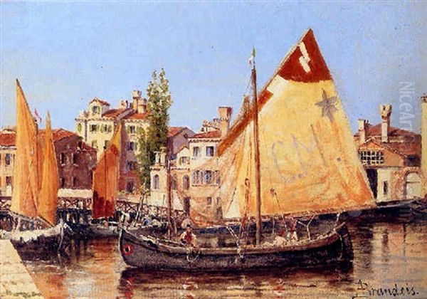 Fishing Boats, Venice Oil Painting by Antonietta Brandeis