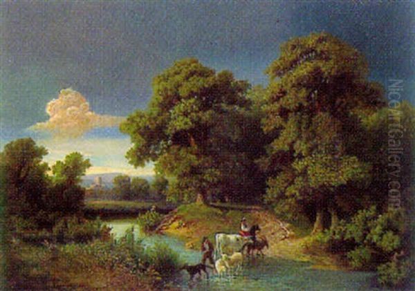 Fluslandschaft Mit Schafthirten Oil Painting by Wilhelm Brandenburg