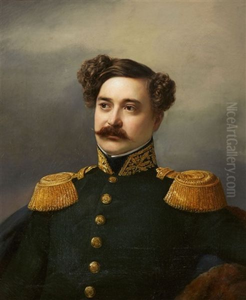 Portrait Of Simon Anton Freiherr Von Tubeuf Oil Painting by Hans Heinrich Juergen Brandes