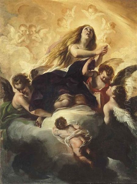 The Assumption Of Saint Mary Magdalene Oil Painting by Giacinto Brandi
