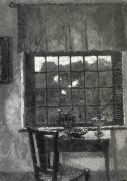 Tisch Und Stuhl Am Fenster Oil Painting by August Von Brandis