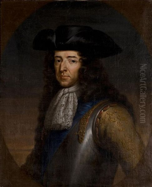Portrait De Guillaume Iii D'orange-nassau Oil Painting by Jan-Henrik Brandon