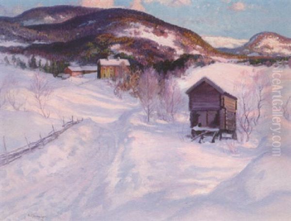 Areskutan I Vinterskrud Oil Painting by Carl Brandt